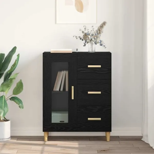 vidaXL Sideboards>Sideboard med låda Svart Ek 69,5 x 34 x 90 cm Konstruerat trä