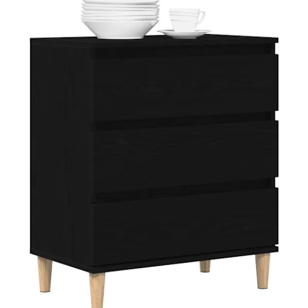 vidaXL Byråer>Sideboard med låda Svart Ek 60 x 35 x 70 cm Konstruerat trä