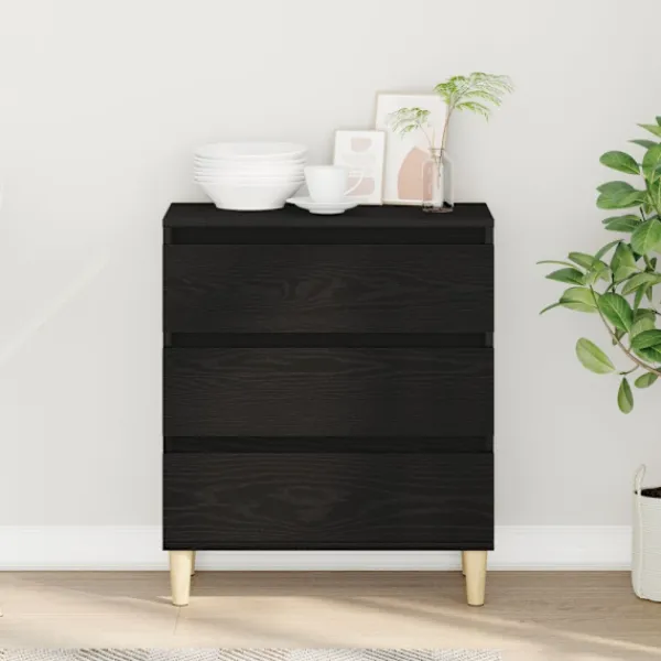 vidaXL Byråer>Sideboard med låda Svart Ek 60 x 35 x 70 cm Konstruerat trä