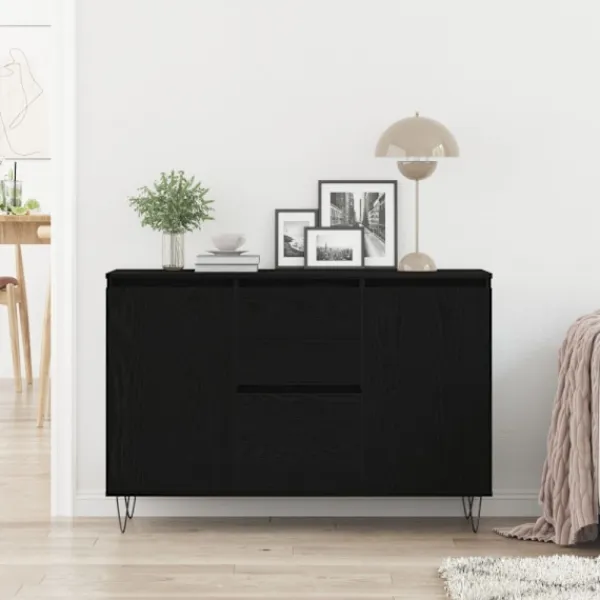 vidaXL Sideboards>Sideboard med låda Svart Ek 101,5 x 35 x 70 cm Konstruerat trä