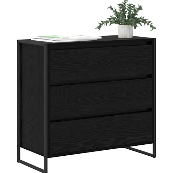 vidaXL Byråer>Sideboard med låda Svart Ek 79 x 36 x 75.5 cm Konstruerat trä