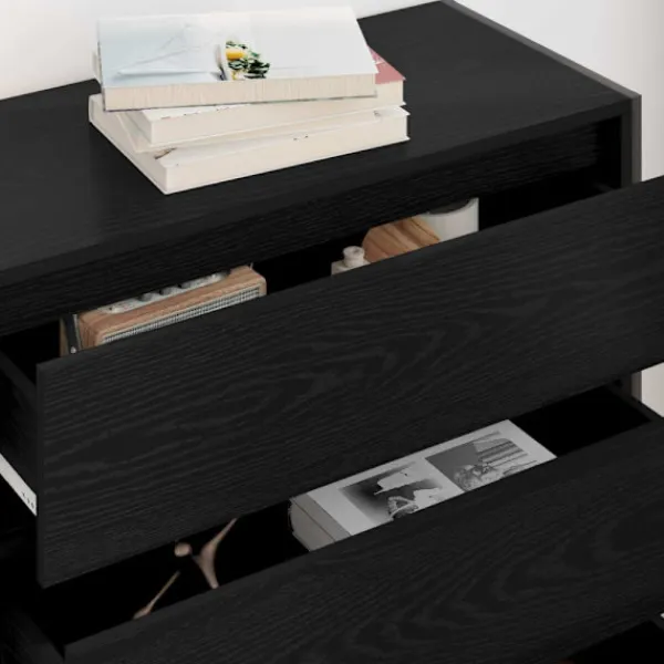vidaXL Byråer>Sideboard med låda Svart Ek 79 x 36 x 75.5 cm Konstruerat trä
