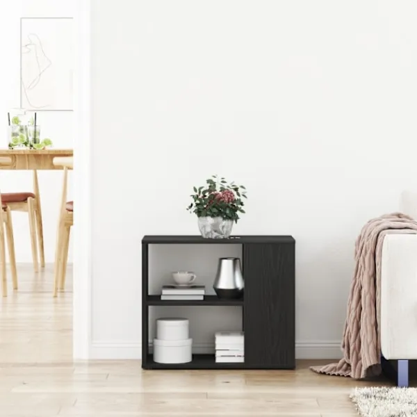 vidaXL Sideboards>Sideboard med låda Svart Ek 60 x 30 x 50 cm Konstruerat trä