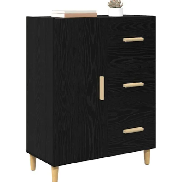 vidaXL Sideboards>Sideboard med låda Svart ek 34 x 69.5 x 90 cm Konstruerat trä