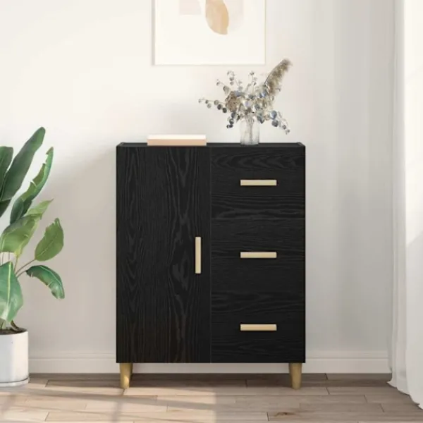 vidaXL Sideboards>Sideboard med låda Svart ek 34 x 69.5 x 90 cm Konstruerat trä
