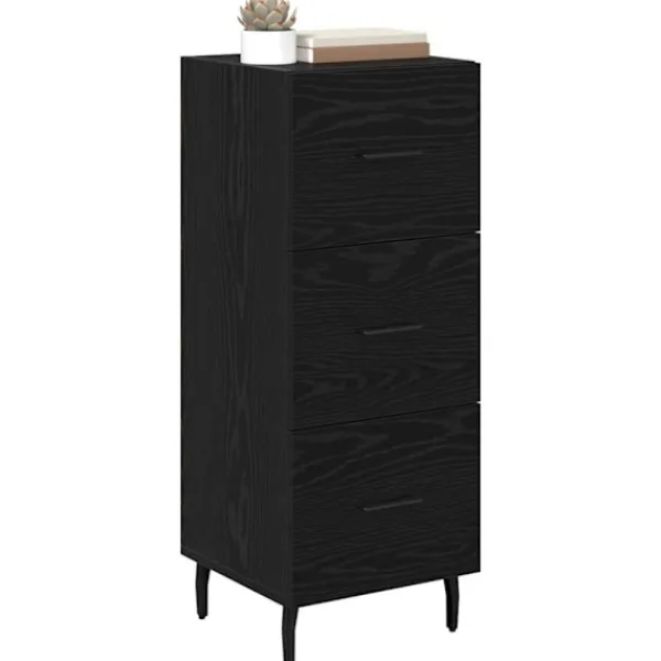 vidaXL Byråer>Sideboard med låda Svart ek 34 x 34,5 x 90 cm Konstruerat trä