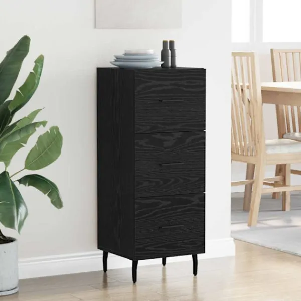 vidaXL Byråer>Sideboard med låda Svart ek 34 x 34,5 x 90 cm Konstruerat trä