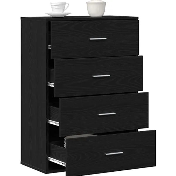 vidaXL Byråer>Sideboard med låda Svart Ek 60 x 31 x 84 cm Konstruerat trä