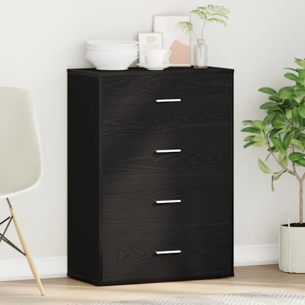 vidaXL Byråer>Sideboard med låda Svart Ek 60 x 31 x 84 cm Konstruerat trä