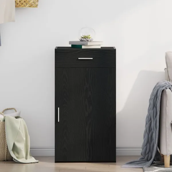 vidaXL Sideboards>Sideboard med låda Svart Ek 50 x 42,5 x 93 cm