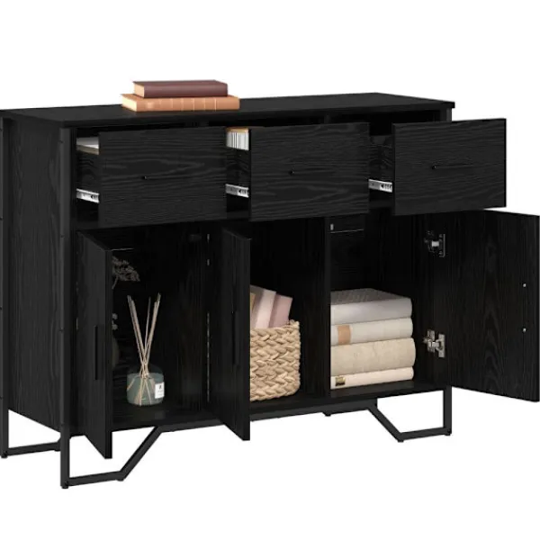 vidaXL Sideboards>Sideboard med låda Svart Ek 97 x 32,5 x 74,5 cm