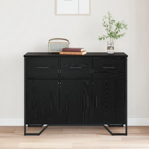 vidaXL Sideboards>Sideboard med låda Svart Ek 97 x 32,5 x 74,5 cm