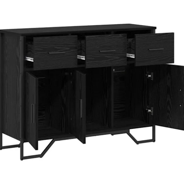 vidaXL Sideboards>Sideboard med låda Svart Ek 97 x 32,5 x 74,5 cm