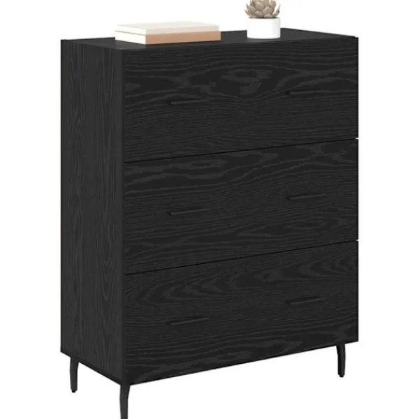 vidaXL Byråer>Sideboard Svart Ek 69,5 x 34 x 90 cm Konstruerat trä och järn