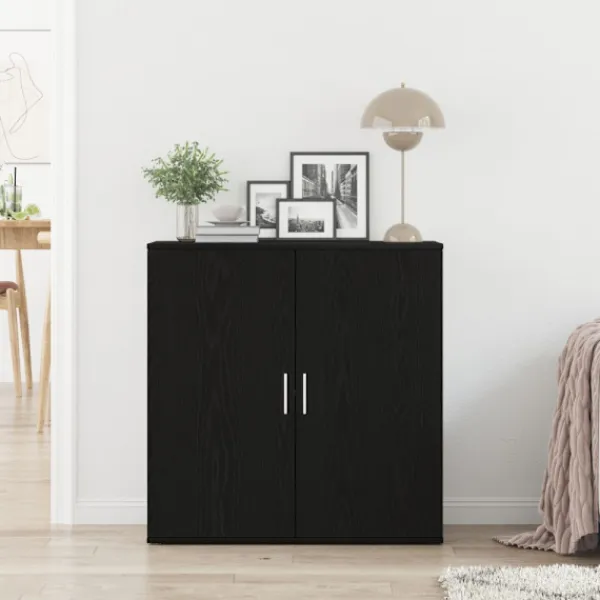 vidaXL Sideboards>Sideboard Svart Ek 79 x 38 x 80 cm Konstruerat trä