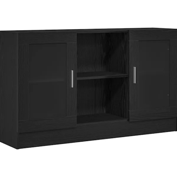 vidaXL Sideboards>Sideboard Svart Ek 120 x 30,5 x 70 cm Konstruerat trä