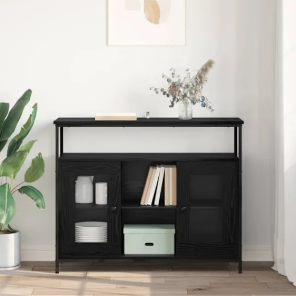 vidaXL Sideboards>Sideboard Svart Ek 100 x 35 x 80 cm Konstruerat trä