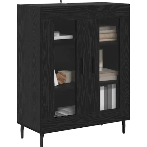 vidaXL Skåp>Sideboard Svart Ek 69,5 x 34 x 90 cm Konstruerat trä