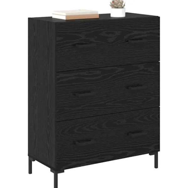 vidaXL Byråer>Sideboard Svart Ek 69,5 x 34 x 90 cm Konstruerat trä och järn