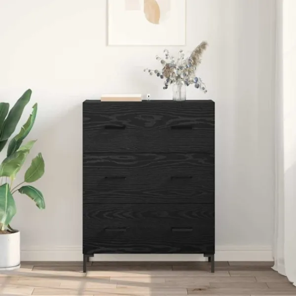 vidaXL Byråer>Sideboard Svart Ek 69,5 x 34 x 90 cm Konstruerat trä och järn