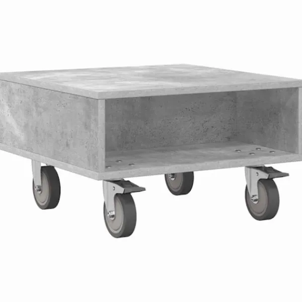 vidaXL Småbord>Sido bord med hjul Betonggrå 50 x 50 x 30 cm Konstruerat trä