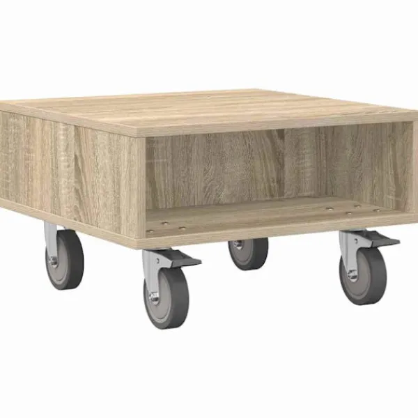 vidaXL Småbord>Sido bord med hjul Sonoma-ek 50 x 50 x 30 cm Konstruerat trä