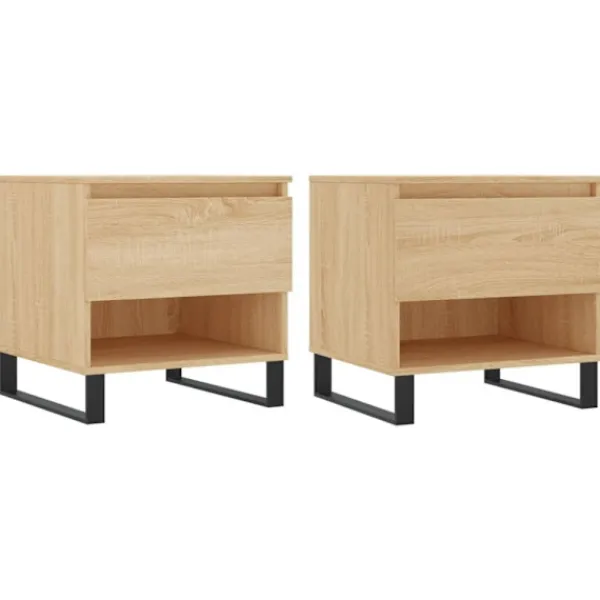 vidaXL Småbord>Sidobord 2 st sonoma-ek 50x46x50 cm konstruerat trä