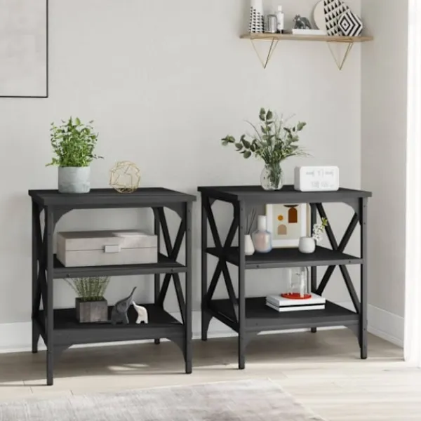 vidaXL Småbord>Sidobord 2 st svart 40x42x50 cm konstruerat trä