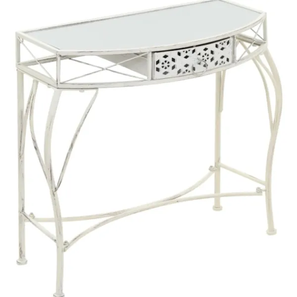 vidaXL Småbord>Sidobord fransk stil metall 82x39x76 cm vit