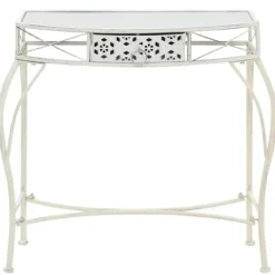 vidaXL Småbord>Sidobord fransk stil metall 82x39x76 cm vit