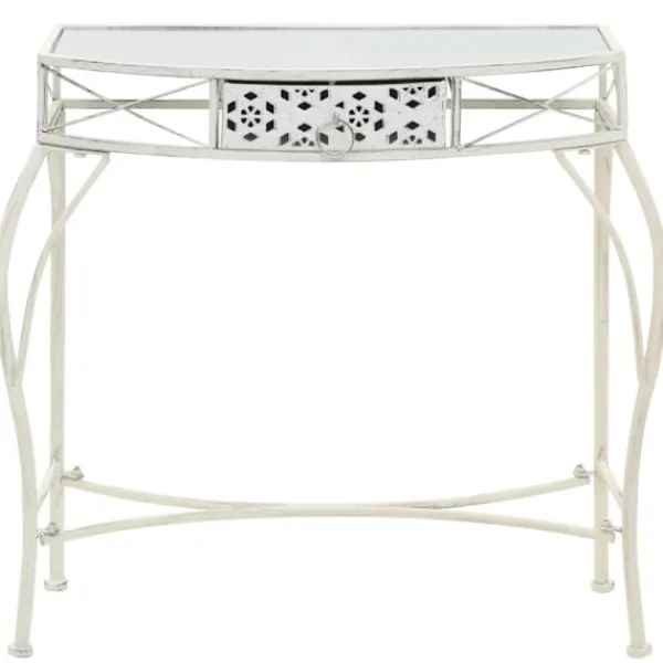 vidaXL Småbord>Sidobord fransk stil metall 82x39x76 cm vit