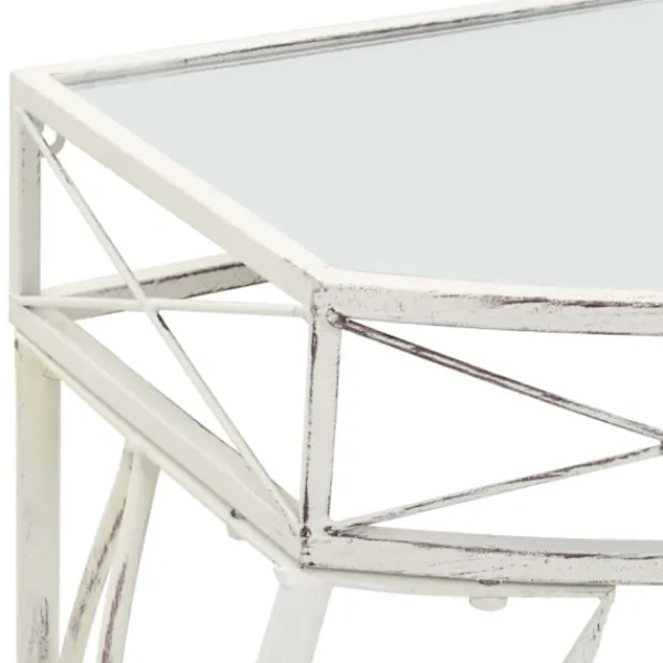 vidaXL Småbord>Sidobord fransk stil metall 82x39x76 cm vit