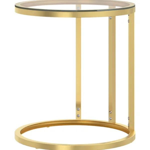vidaXL Småbord>Sidobord guld och transparent 45 cm härdat glas