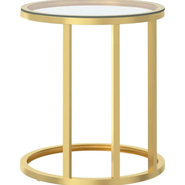 vidaXL Småbord>Sidobord guld och transparent 45 cm härdat glas