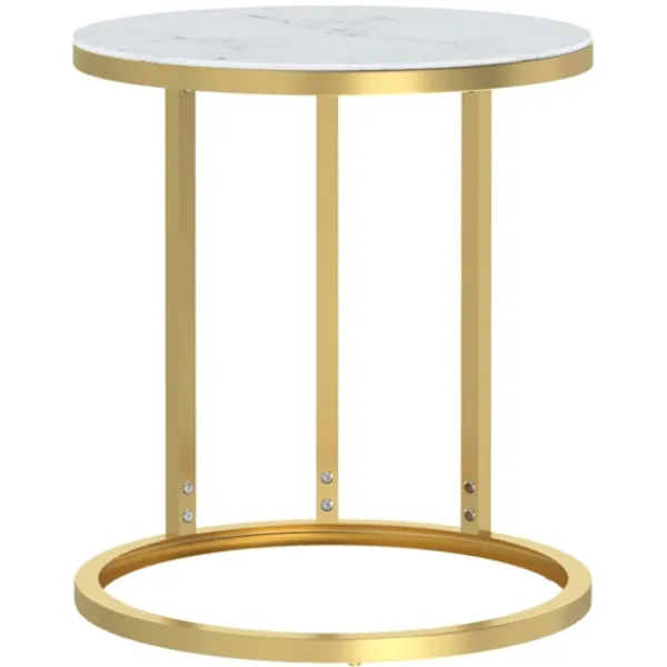 vidaXL Småbord>Sidobord guld och vit marmor 45 cm härdat glas