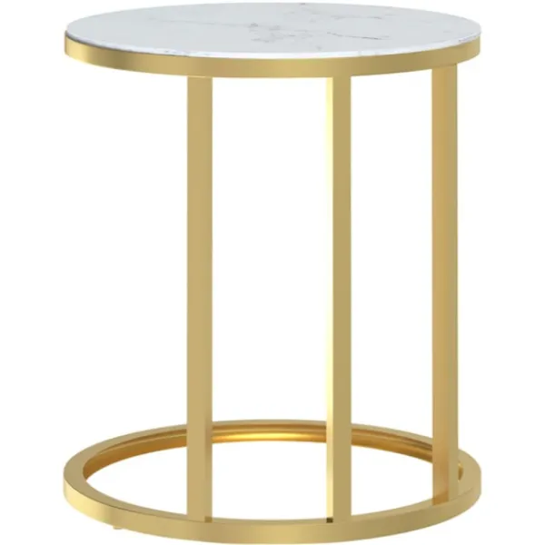 vidaXL Småbord>Sidobord guld och vit marmor 45 cm härdat glas