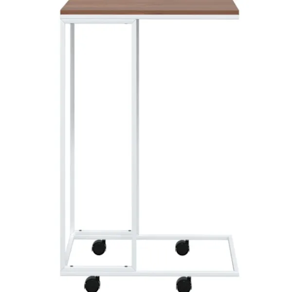 vidaXL Småbord>Sidobord med hjul vit 40x30x63,5 cm konstruerat trä