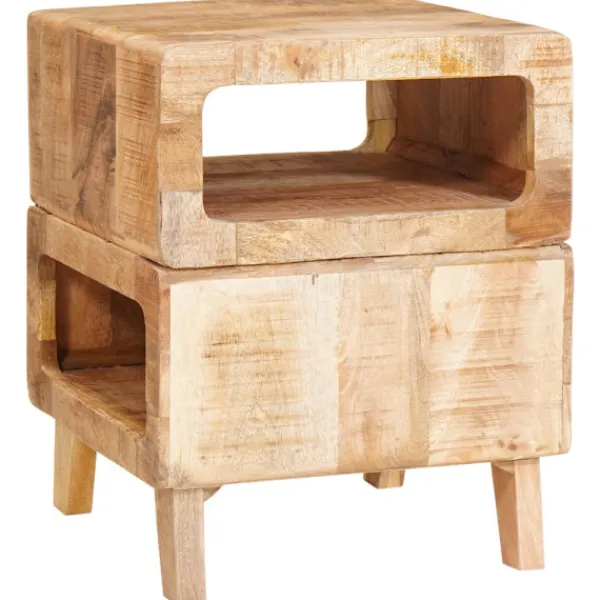 vidaXL Småbord>Sidobord med hylla Brun 40 x 40 x 49 cm Massivt mangoträ