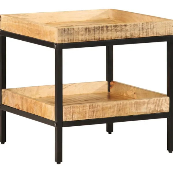 vidaXL Småbord>Sidobord med hylla Brun 45 x 45 x 45 cm Massivt mangoträ