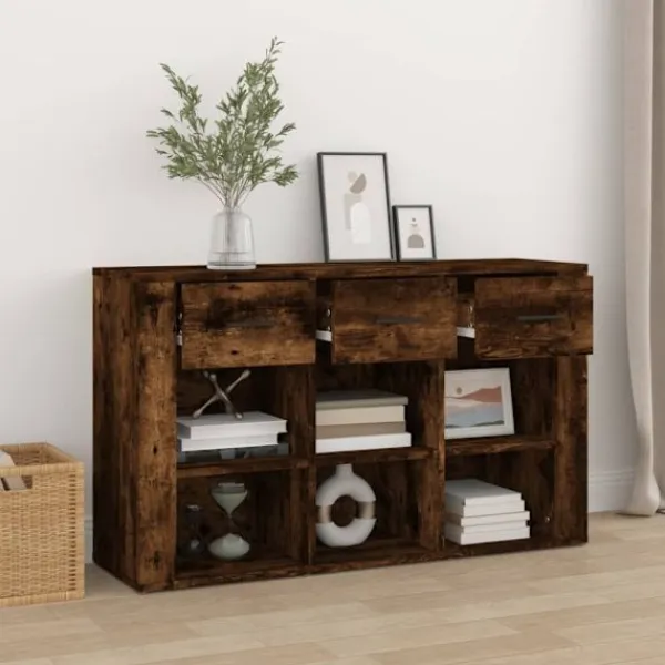 vidaXL Byråer>Sidobord rökfärgad ek 100x30x59,5 cm konstruerat trä
