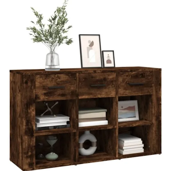 vidaXL Byråer>Sidobord rökfärgad ek 100x30x59,5 cm konstruerat trä