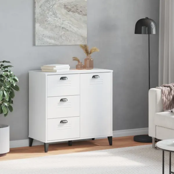 vidaXL Byråer>Sidobord VIKEN vit 80x40x80 cm konstruerat trä