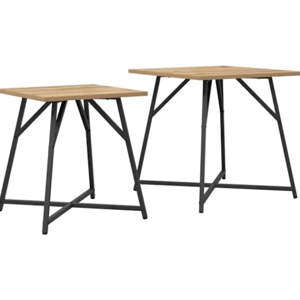 vidaXL Småbord>Sidobordsset 2 pcs Artisan Ek och Svart
