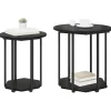 vidaXL Småbord>Sidobordsset med hylla 2 pcs Svart Ek