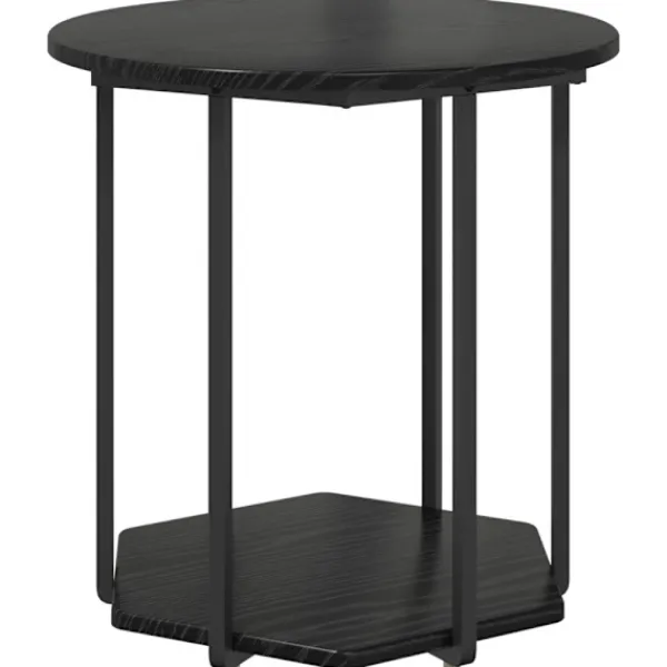 vidaXL Småbord>Sidobordsset med hylla 2 pcs Svart Ek