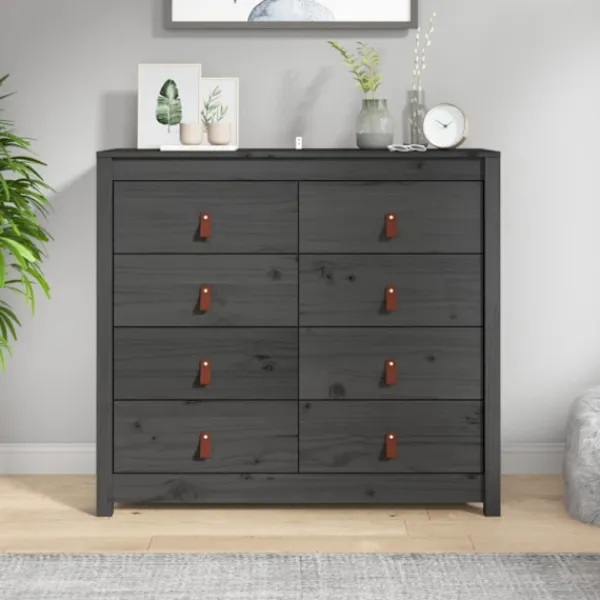 vidaXL Byråer>Sidoskåp grå 100x40x90 cm massiv furu