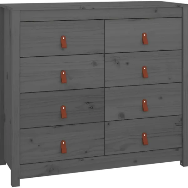 vidaXL Byråer>Sidoskåp grå 100x40x90 cm massiv furu