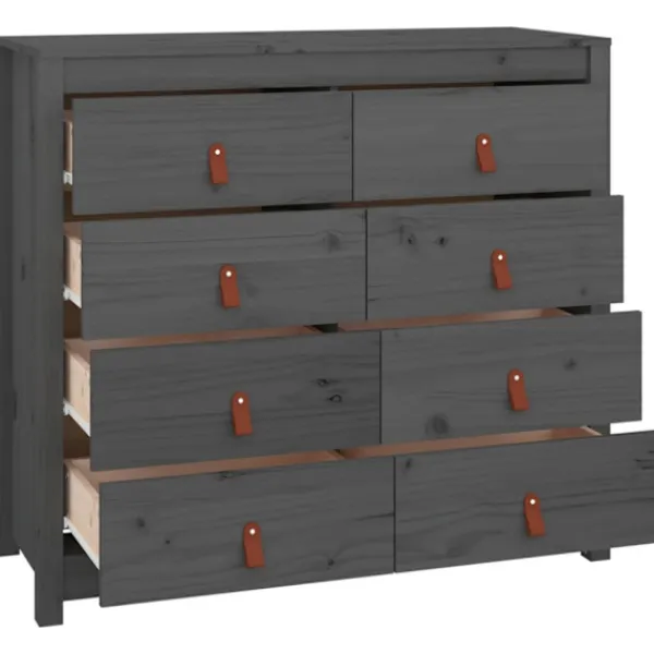 vidaXL Byråer>Sidoskåp grå 100x40x90 cm massiv furu