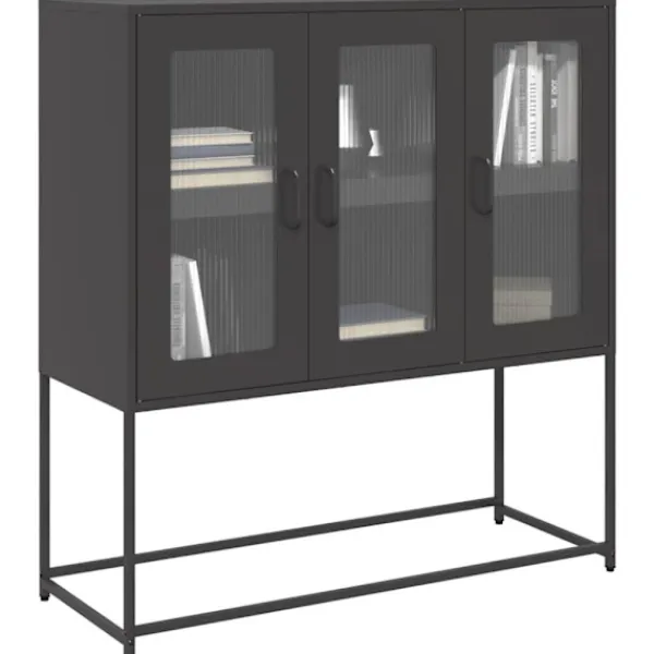 vidaXL Sideboards>Sidoskåp svart 100,5x39x107 cm kallvalsat stål