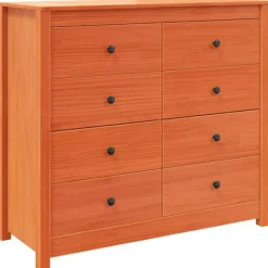 vidaXL Byråer>Sidoskåp vaxad brun 100x40x90 cm massiv furu